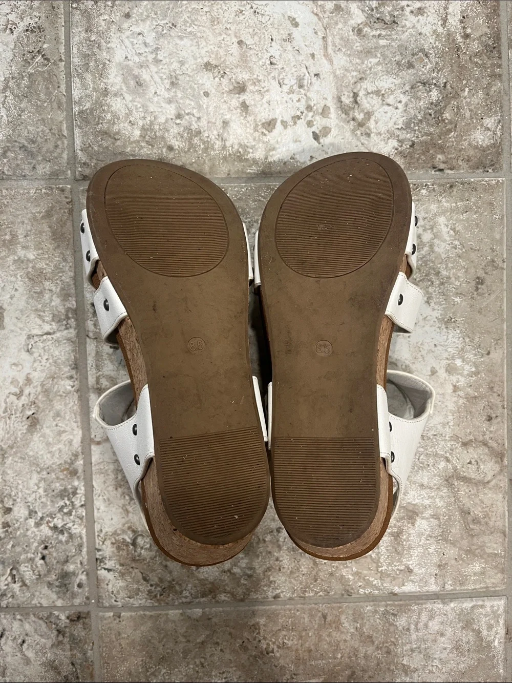 Very G White Cork Platform Wedge Sandals